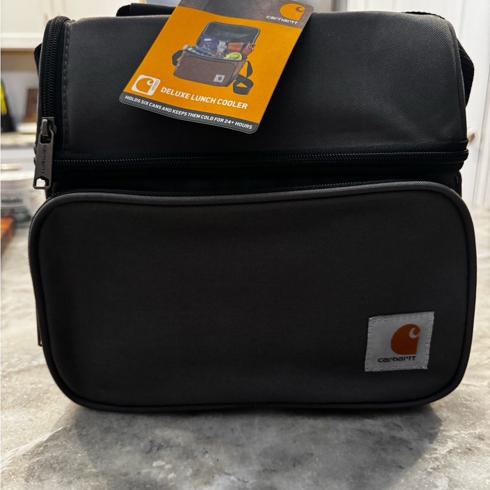 NWT!! Carhartt 6 Can Insulated Two Compartment Lunch Box Cooler Grey